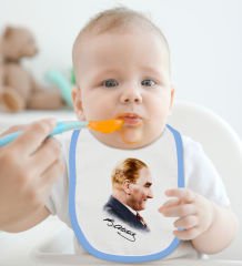 BK Kids Atatürk Temalı Mavi Bebek Body Zıbın ve Mama Önlüğü Hediye Seti-11