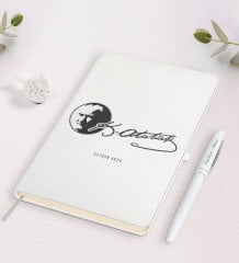 Kişiye Özel Atatürk Temalı Beyaz Defter ve Kalem Hediye Seti-20