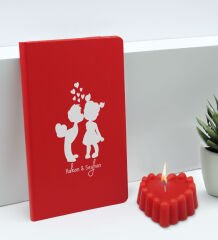 BK Gift Sevgililere Özel İsimli Kırmızı Defter ve Kokulu Kalp Mum Hediye Seti-13, Sevgiliye Hediye, Sevgililer Günü