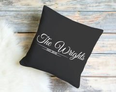 BK Gift Kişiye Özel İsimli Tarihli Premium Kumaş Siyah Kırlent Yastık, Ev Hediyesi, Ev Dekorasyonu, Dekoratif Hediye-8