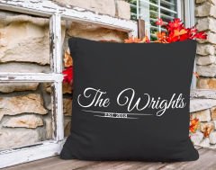 BK Gift Kişiye Özel İsimli Tarihli Premium Kumaş Siyah Kırlent Yastık, Ev Hediyesi, Ev Dekorasyonu, Dekoratif Hediye-8