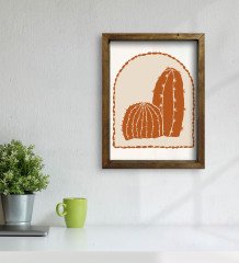 BK Gift Kaktüs Tasarımlı Doğal Masif Ahşap Çerçeveli Tablo 30x40cm-23