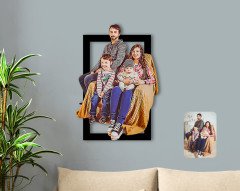 Kişiye Özel Tam Boy Aile Karikatürlü 3D Ahşap Tablo-2