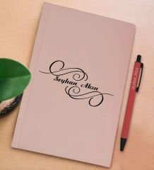 BK Gift Kişiye Özel İsimli Pudra Pembesi Sert Kapaklı Defter ve Tükenmez Kalem Seti, Arkadaşa Hediye, Yeni İş Hediyesi, Doğum Günü Hediyesi-16