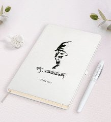 Kişiye Özel Atatürk Temalı Beyaz Defter ve Kalem Hediye Seti-22