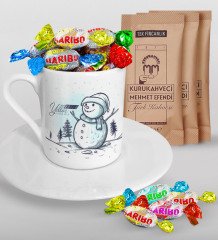 Kişiye Özel Yılbaşı Mutlu Yıllar Türk Kahvesi Fincanı Mehmet Efendi Kahve ve Haribo Şeker Hediye Seti-18