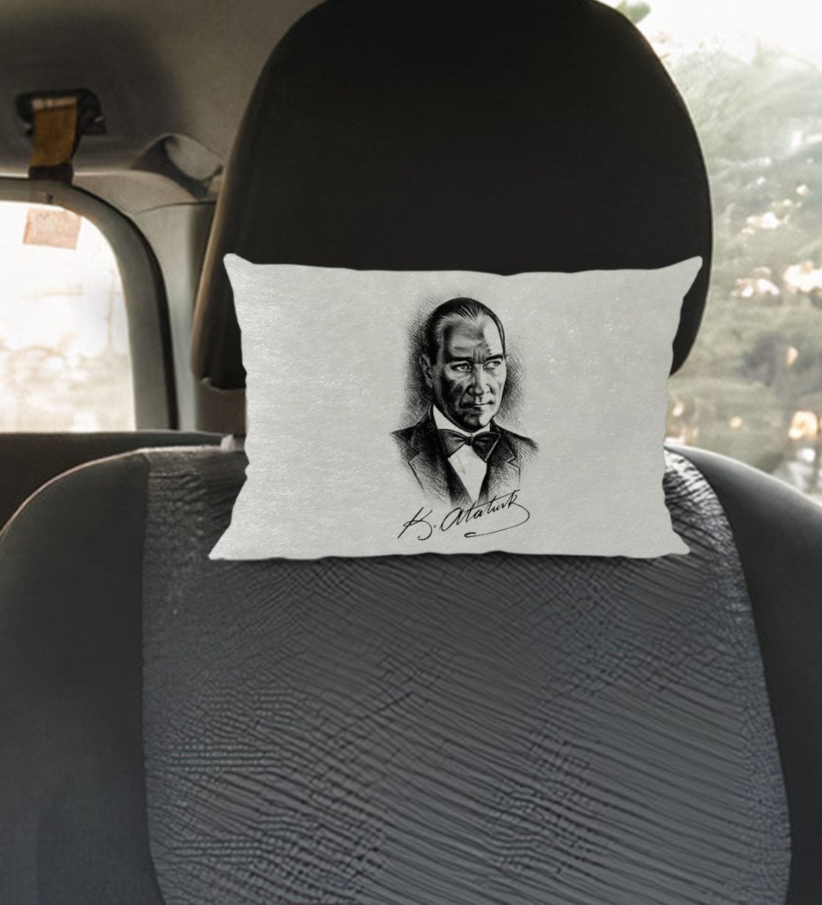 BK Gift Atatürk Temalı Dikdörtgen Araç Koltuk Yastığı-14