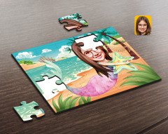 Kişiye Özel Deniz Kızı Karikatürlü Ahşap Puzzle-1