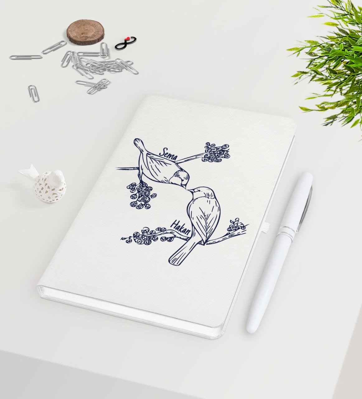 Kişiye Özel Sevgililer Günü Beyaz Defter Kalem Seti-85