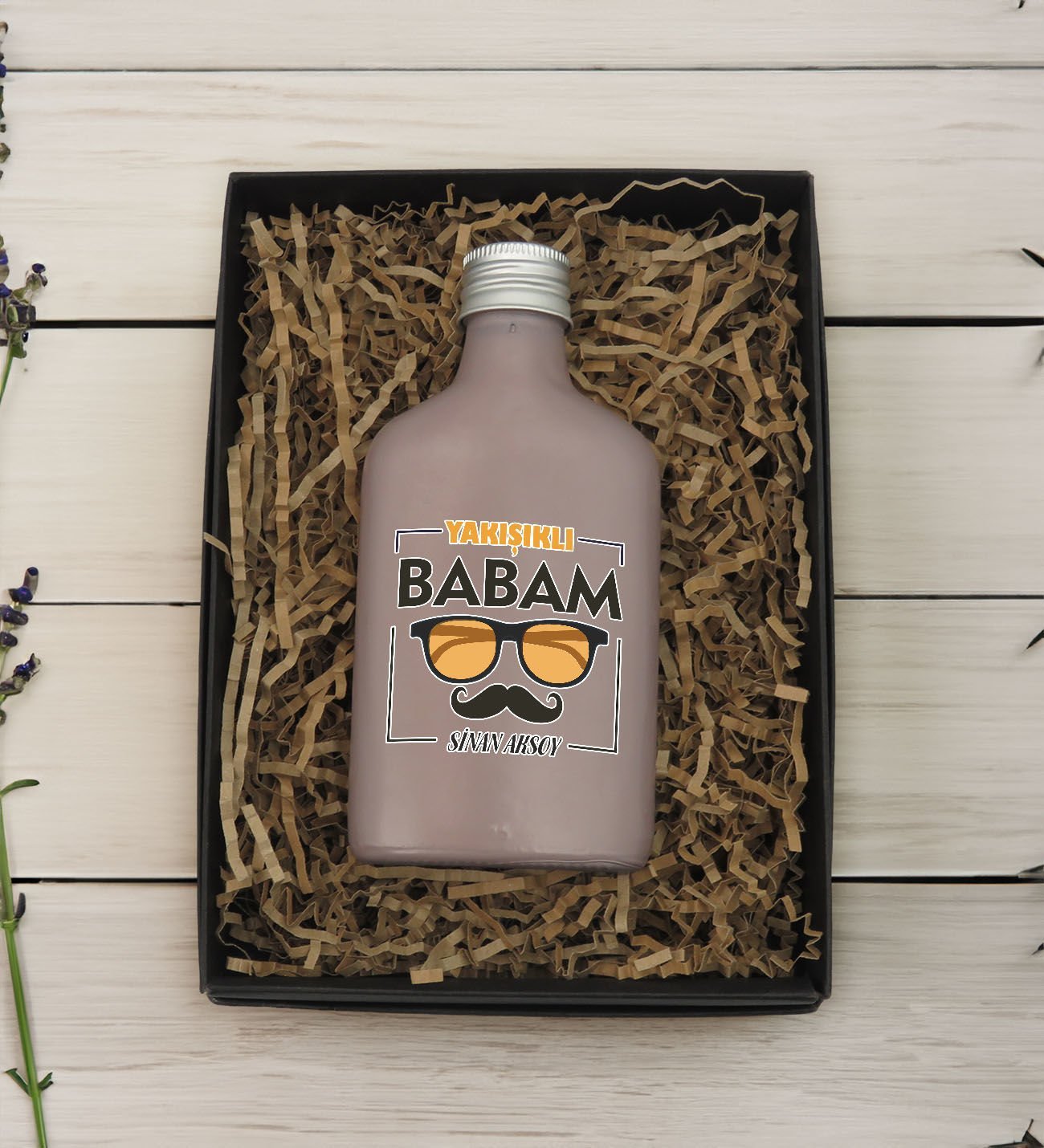 BK Gift Kişiye Özel İsimli Baba Temalı Mat Gri Tasarım Cam Şişede 200 ml Kolonya-8, Babaya Hediye, Babalar Günü Hediyeleri, Hediyelik Baskılı Kolonya