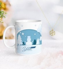 Kişiye Özel Yılbaşı Mutlu Yıllar Kupa ve Kar Tanesi Kolye-22