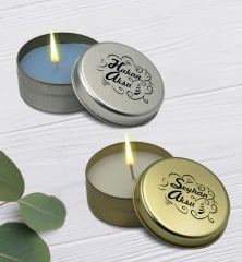 BK Gift Kişiye Özel İsimli Silver ve Gold Metal Kutuda Kokulu Mum Hediye Seti - 4, Ev Hediyesi, Sevgiliye, Arkadaşa Hediye, Kokulu Mum