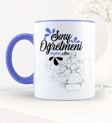 Kişiye Özel Sınıf Öğretmeni Mavi Kupa Bardak