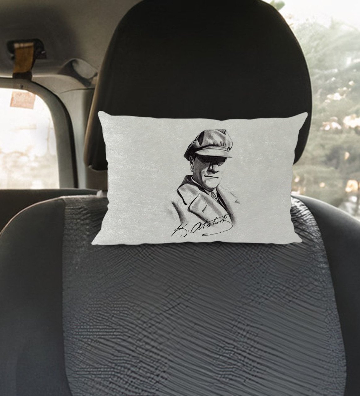 BK Gift Atatürk Temalı Dikdörtgen Araç Koltuk Yastığı-17