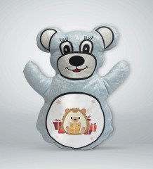 BK Gift Sevimli Sevimli Kirpi Tasarımlı Mavi Ayıcık Yastık-5