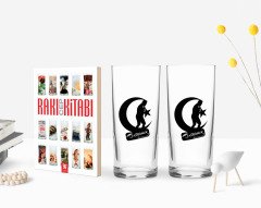 BK Home Renkli Baskılı Atatürk Temalı İkili Rakı Bardağı ve Rakı Cep Kitabı Hediye Seti-32