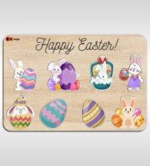 BK Toys Çocuklar İçin Paskalya Bayramı Ahşap Figürlü Eğitici-Öğretici Yapboz Puzzle-1