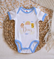 BK Kids Kişiye Özel Mavi Bebek Body Zıbın - Model 164