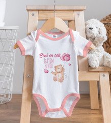 BK Kids Beni En Çok Dayım Sever Tasarımlı Pembe Bebek Body Zıbın-1
