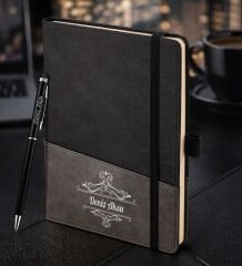 BK Gift Kişiye Özel Siyah Termo Deri Defter ve Touchpen Kalem Seti -2,  Kurumsal ve Özel Hediye, Yeni İş Hediyesi
