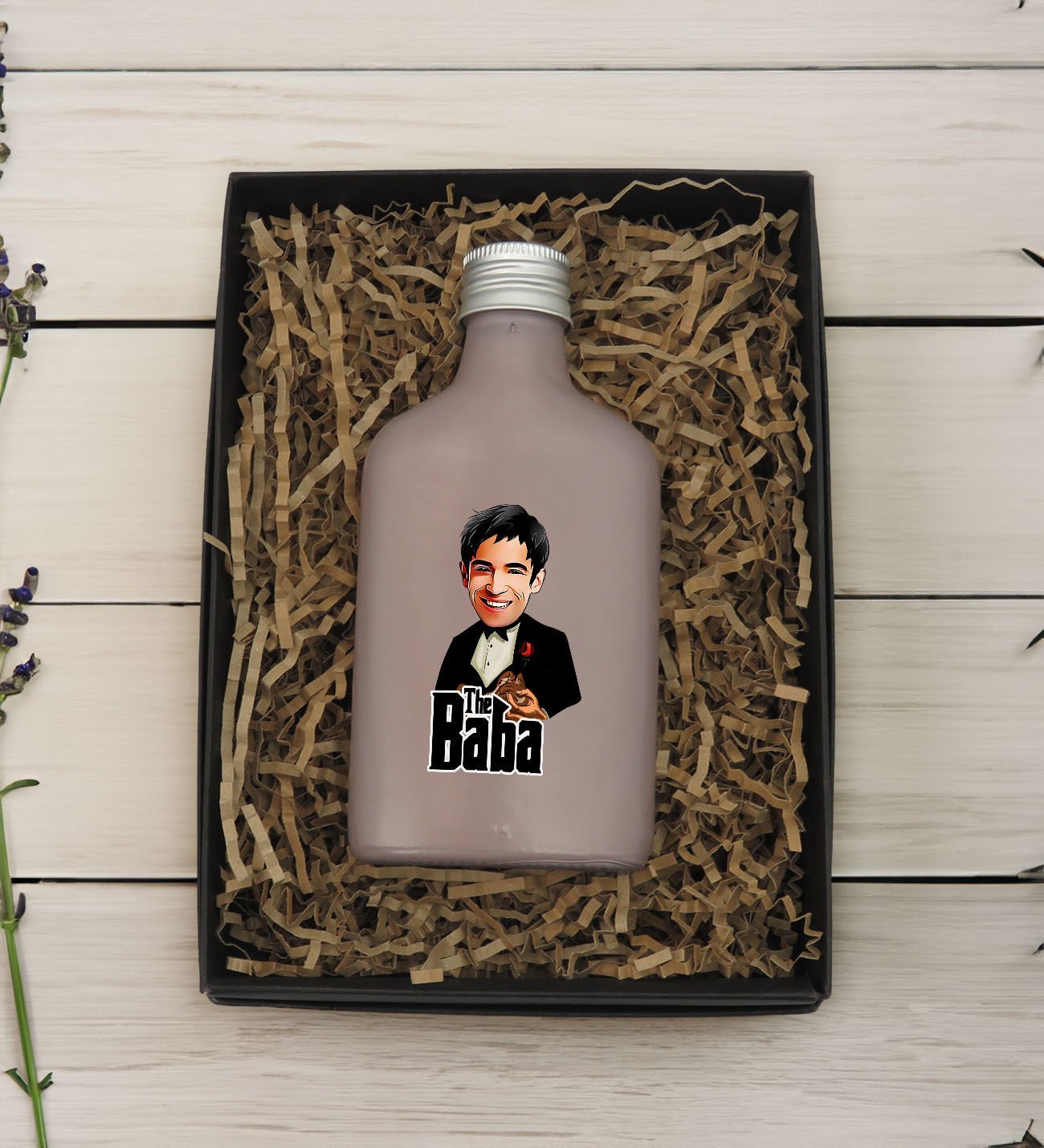 BK Gift Kişiye Özel The Baba Karikatürlü Mat Gri Tasarım Cam Şişede 200 ml Kolonya-1, Babaya Hediye, Babalar Günü Hediyeleri, Hediyelik Baskılı Kolonya