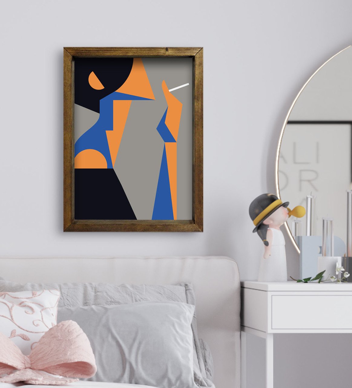 BK Gift Yatak Odası Konseptli Doğal Masif Ahşap Çerçeveli Tablo-116