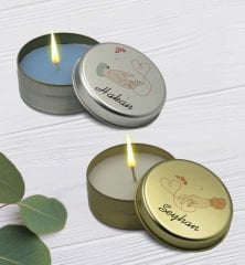 BK Gift Kişiye Özel Çift Tasarımlı Silver ve Gold Metal Kutuda Kokulu Mum Hediye Seti - 1, Ev Hediyesi, Sevgiliye, Arkadaşa Hediye, Kokulu Mum
