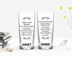Kişiye Özel Renkli Baskılı Adabı Vardır Rakının Tasarımlı İkili Rakı Bardağı Seti-1