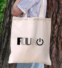 BK Gift Fcuk Tasarımlı Kanvas Bez Çanta, Baskılı Omuz Çantası, Alışveriş Çantası, Plaj Çantası, Arkadaşa Hediye-2