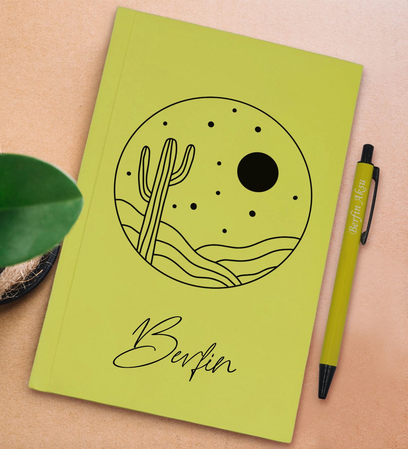 BK Gift Kişiye Özel İsimli Sarı Sert Kapaklı Defter ve Tükenmez Kalem Seti, Arkadaşa Hediye, Yeni İş Hediyesi, Doğum Günü Hediyesi-2