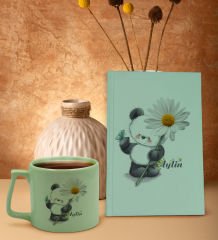 BK Gift Kişiye Özel Sevgili İsimli Yeşil Sert Kapaklı Defter ve Middle Kupa Seti, Arkadaşa Hediye, Yeni İş Hediyesi, Doğum Günü Hediyesi-8