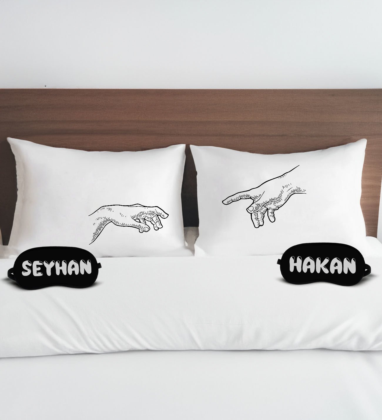 BK Gift Kişiye Özel Sevgili Tasarımlı Pamuklu Yastık Kılıfı ve Göz Bandı Çift Uyku Seti-14, Tasarım Ev Tekstili, Uyku Bandı, Ev Hediyesi