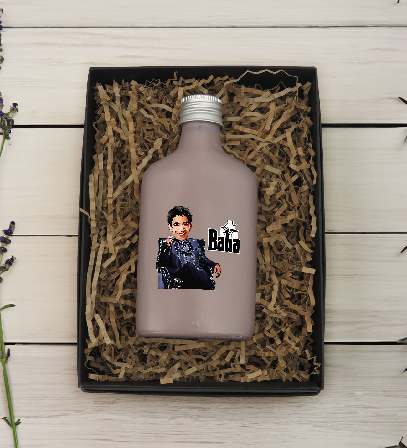 BK Gift Kişiye Özel The Baba Karikatürlü Mat Gri Tasarım Cam Şişede 200 ml Kolonya-2, Babaya Hediye, Babalar Günü Hediyeleri, Hediyelik Baskılı Kolonya