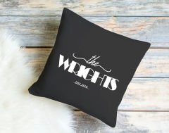 BK Gift Kişiye Özel İsimli Tarihli Premium Kumaş Siyah Kırlent Yastık, Ev Hediyesi, Ev Dekorasyonu, Dekoratif Hediye-15