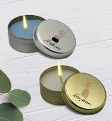 BK Gift Kişiye Özel Çift Tasarımlı Silver ve Gold Metal Kutuda Kokulu Mum Hediye Seti - 2, Ev Hediyesi, Sevgiliye, Arkadaşa Hediye, Kokulu Mum