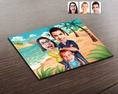 Kişiye Özel Aile Karikatürlü Ahşap Puzzle-1