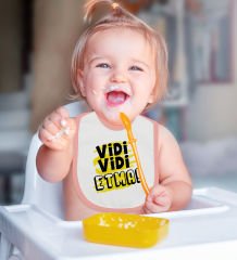 BK Kids Vidi Vidi Etma Tasarımlı Pembe Bebek Body Zıbın ve Mama Önlüğü Hediye Seti-1