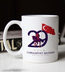 BK Gift 29 Ekim Temalı Beyaz Kupa Bardak-4, Arkadaşa Hediye , 29 Ekim Hediyesi, 100.Yıl Hediyesi