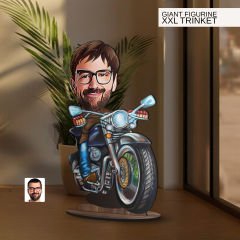 BK Gift Kişiye Özel Erkek Motorcu Karikatürlü Büyük Boy Ahşap Biblo-2, Arkadaşa Hediye , Sevgiliye Hediye, Kişiye Özel Biblolar