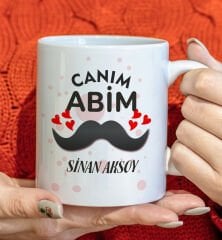 BK Gift Kişiye Özel Canım Abim Tasarımlı Beyaz Kupa Bardak, Doğum Günü Hediyesi