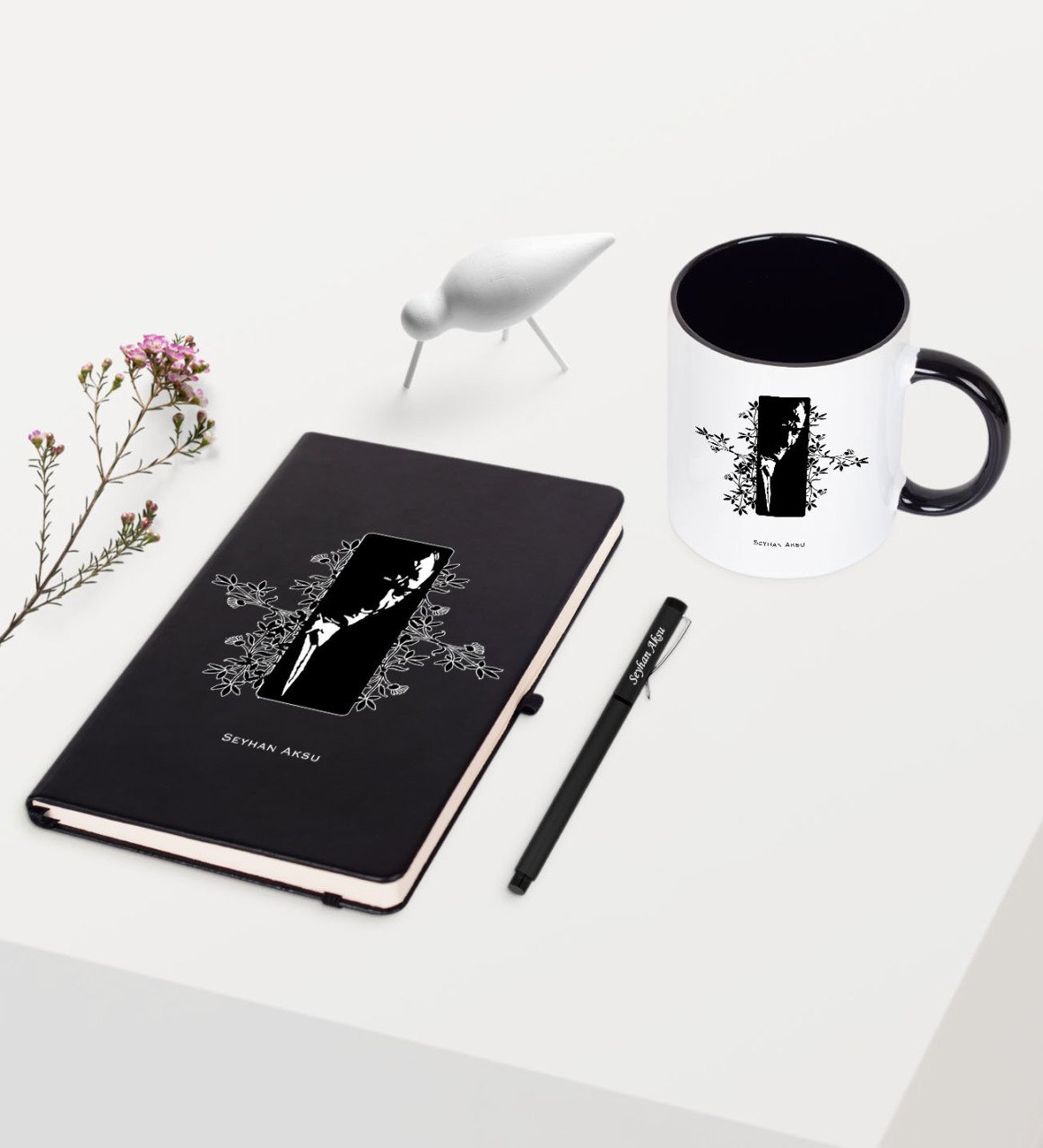 Kişiye Özel Atatürk Temalı Siyah Defter Kalem Kupa Seti - 8