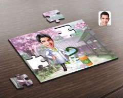Kişiye Özel Erkek Eczacı Karikatürlü Ahşap Puzzle-2