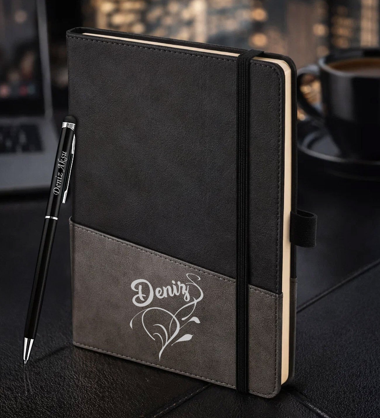 BK Gift Kişiye Özel Siyah Termo Deri Defter ve Touchpen Kalem Seti -5,  Kurumsal ve Özel Hediye, Yeni İş Hediyesi