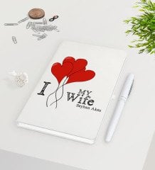 Kişiye Özel Sevgililer Günü Beyaz Defter Kalem Seti-91