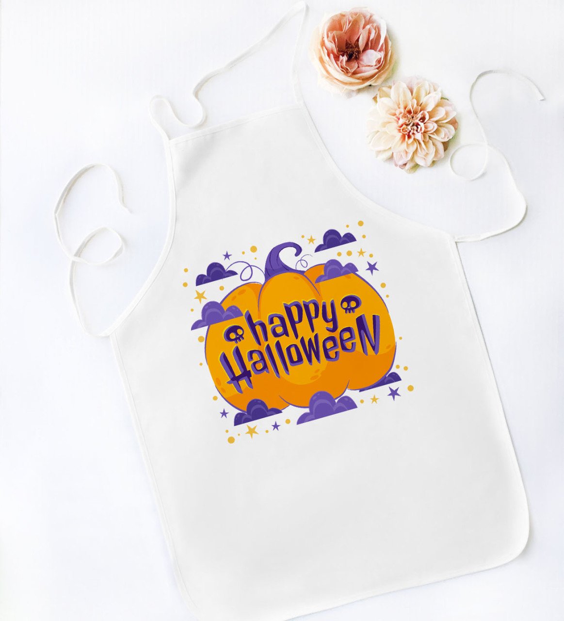 BK Gift Happy Halloween Tasarımlı Beyaz Mutfak Önlüğü-10