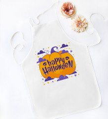 BK Gift Happy Halloween Tasarımlı Beyaz Mutfak Önlüğü-10