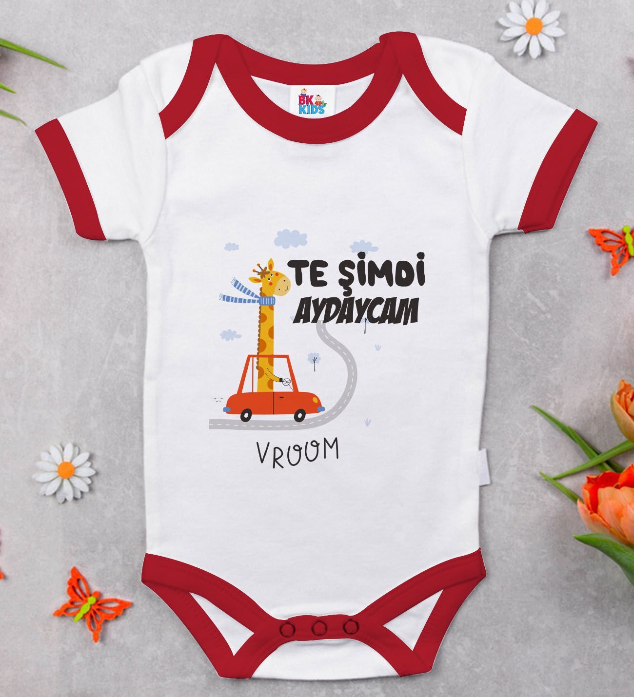 BK Kids Te Şimdi Tasarımlı Kırmızı Bebek Body Zıbın-1