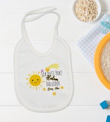 BK Kids Kişiye Özel Sıkıntı Yok Halam Halleder Tasarımlı Bebek Body Zıbın ve Mama Önlüğü Hediye Seti - Model 1