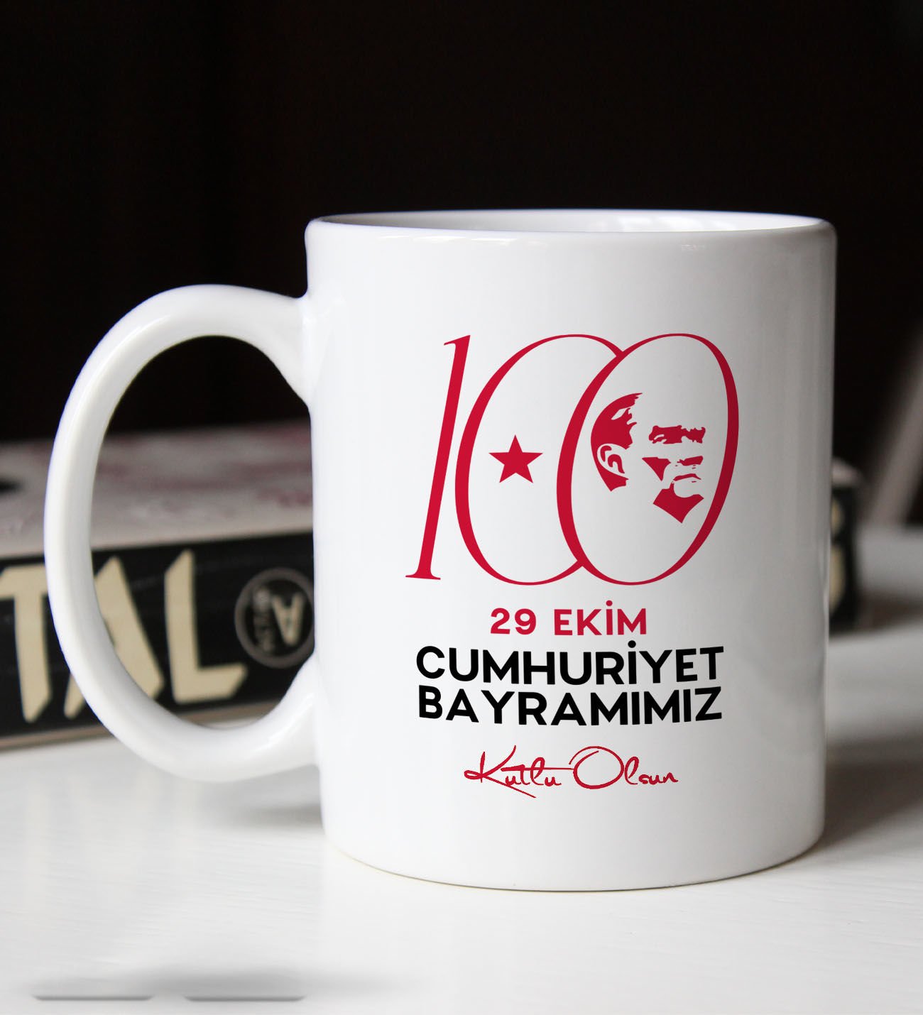 BK Gift 29 Ekim Temalı Beyaz Kupa Bardak-6, Arkadaşa Hediye , 29 Ekim Hediyesi, 100.Yıl Hediyesi