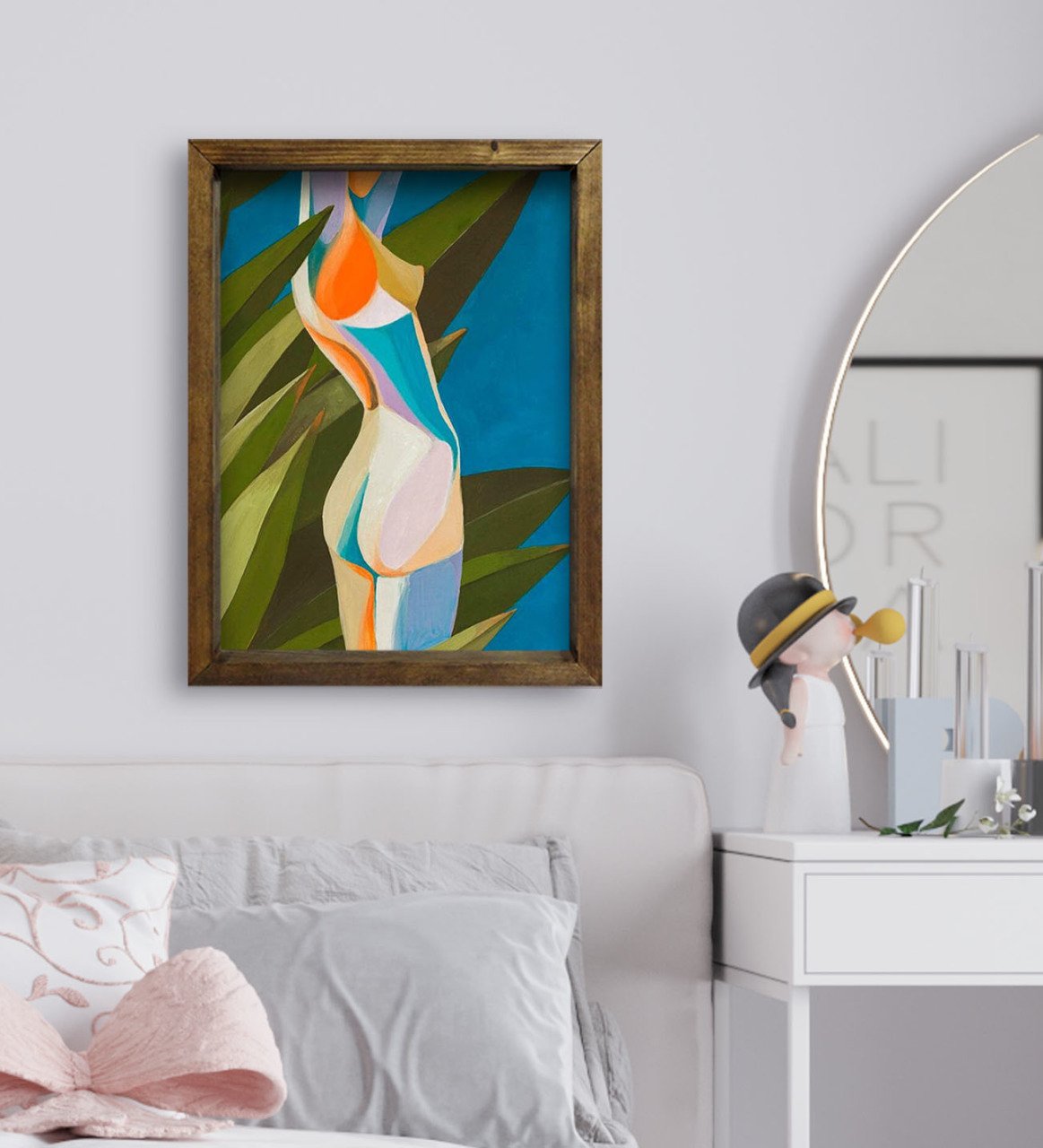 BK Gift Yatak Odası Konseptli Doğal Masif Ahşap Çerçeveli Tablo-120